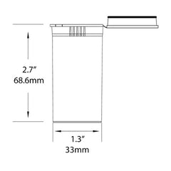 13 Dram DR CPSC child resistant pop top container dimensions size small vial bottle packaging template wholesale