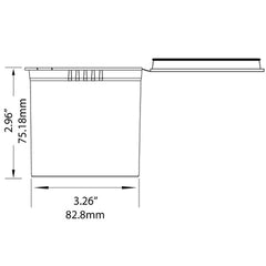 90 Dram CPSC child resistant pop top container dimensions size large vial bottle packaging template